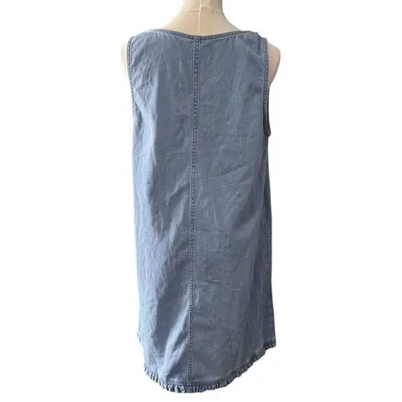 100. NEW Without tag American Eagle Button Front Denim Style Blue Dress SZ:M - Picture 4 of 5